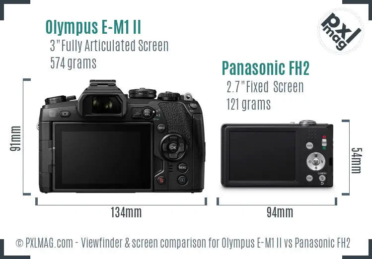 Olympus E-M1 II vs Panasonic FH2 Screen and Viewfinder comparison