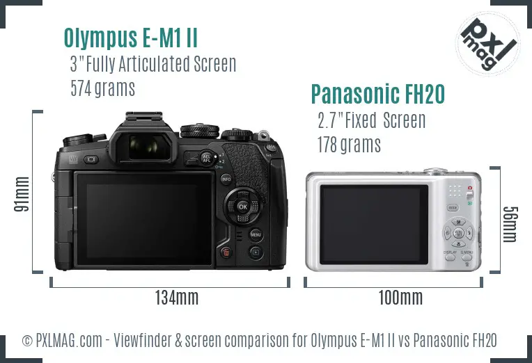 Olympus E-M1 II vs Panasonic FH20 Screen and Viewfinder comparison