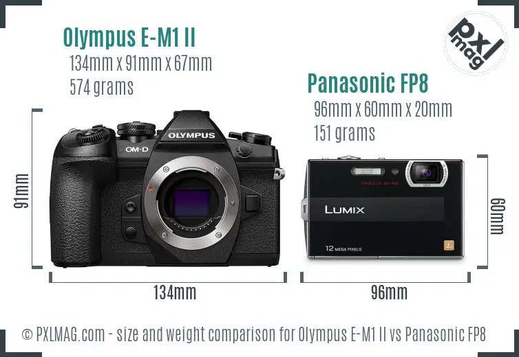 Olympus E-M1 II vs Panasonic FP8 size comparison
