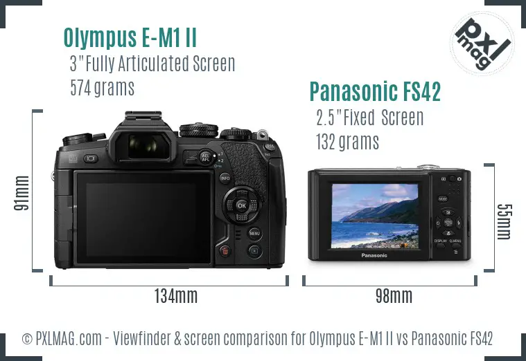 Olympus E-M1 II vs Panasonic FS42 Screen and Viewfinder comparison