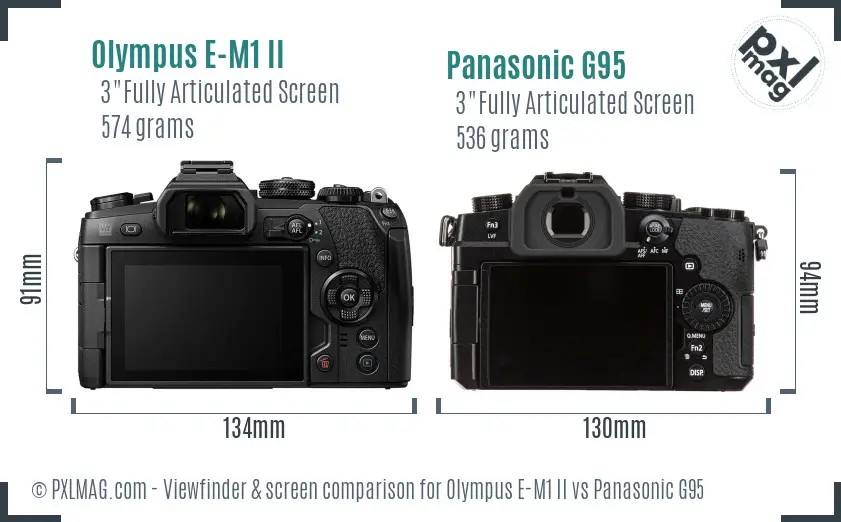 Olympus E-M1 II vs Panasonic G95 Screen and Viewfinder comparison