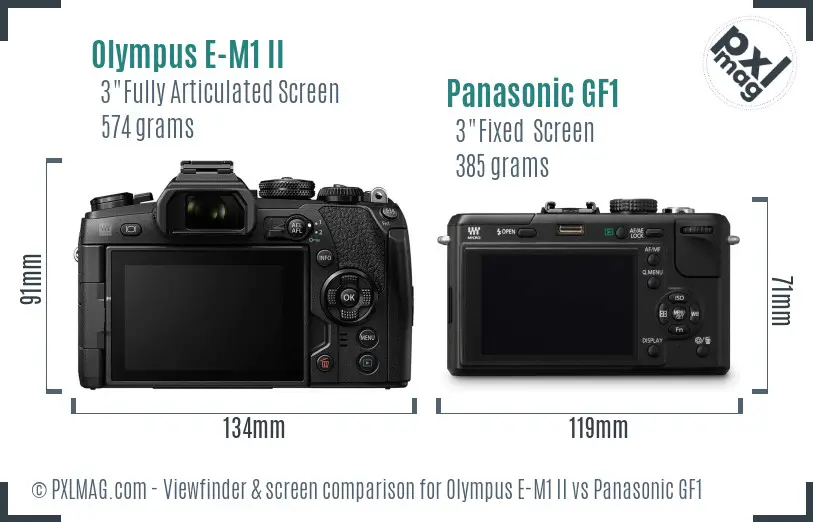 Olympus E-M1 II vs Panasonic GF1 Screen and Viewfinder comparison