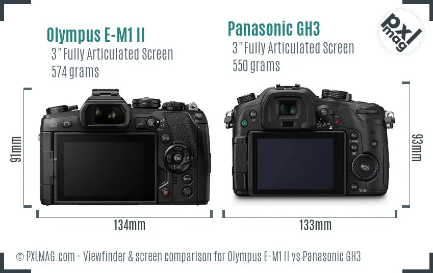 Olympus E-M1 II vs Panasonic GH3 Screen and Viewfinder comparison