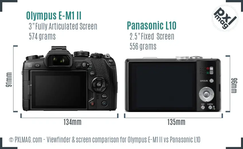 Olympus E-M1 II vs Panasonic L10 Screen and Viewfinder comparison