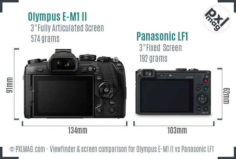 Olympus E-M1 II vs Panasonic LF1 Screen and Viewfinder comparison