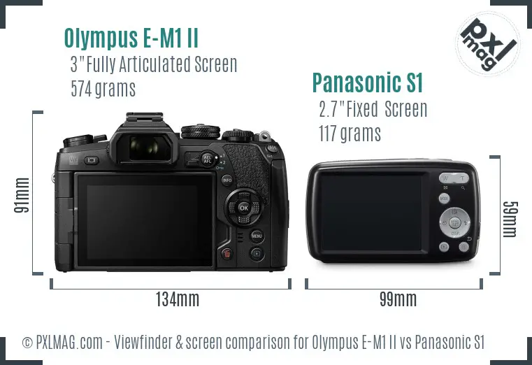 Olympus E-M1 II vs Panasonic S1 Screen and Viewfinder comparison