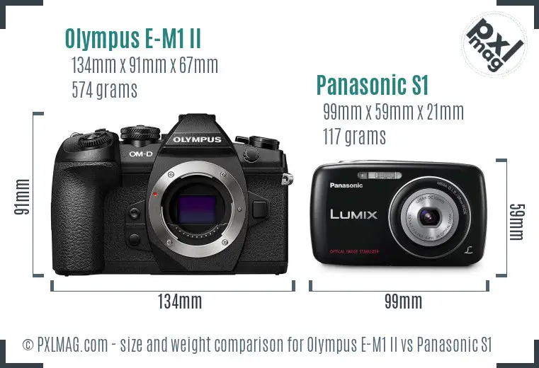 Olympus E-M1 II vs Panasonic S1 size comparison