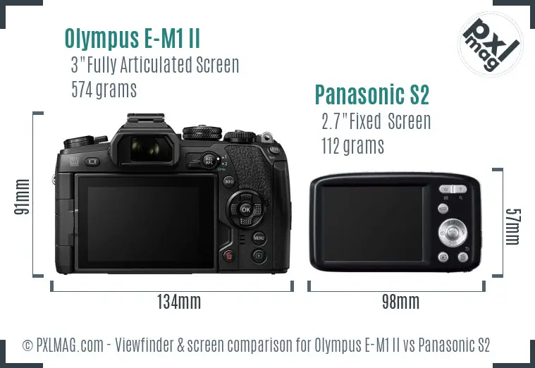 Olympus E-M1 II vs Panasonic S2 Screen and Viewfinder comparison