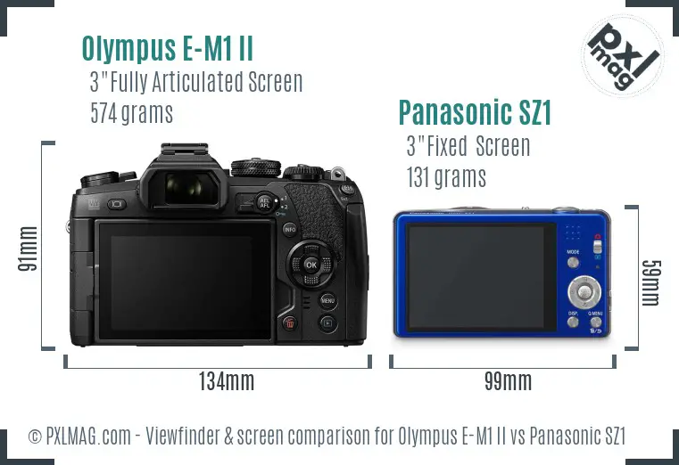 Olympus E-M1 II vs Panasonic SZ1 Screen and Viewfinder comparison