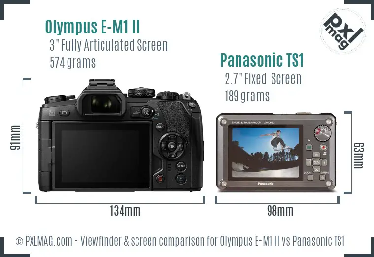 Olympus E-M1 II vs Panasonic TS1 Screen and Viewfinder comparison