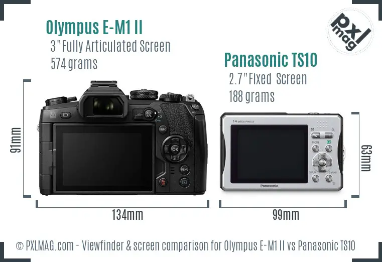 Olympus E-M1 II vs Panasonic TS10 Screen and Viewfinder comparison