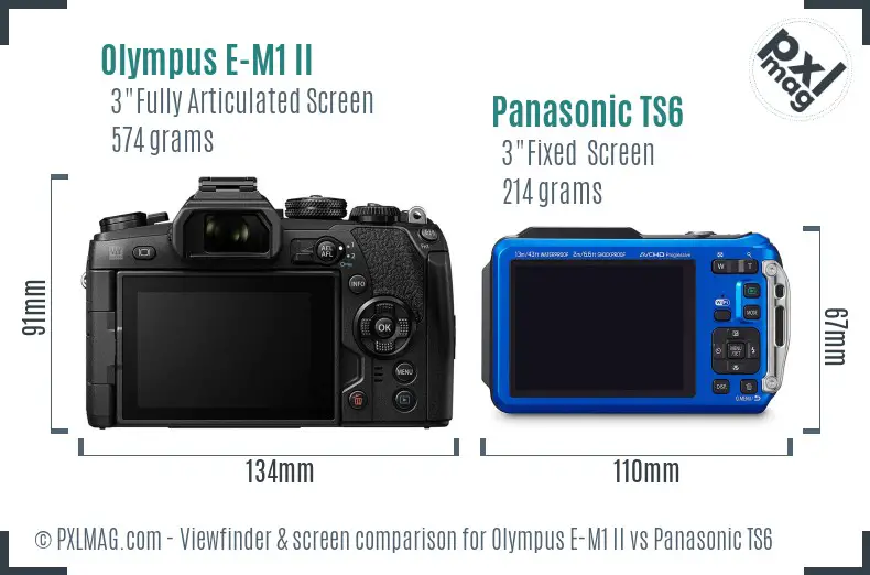 Olympus E-M1 II vs Panasonic TS6 Screen and Viewfinder comparison
