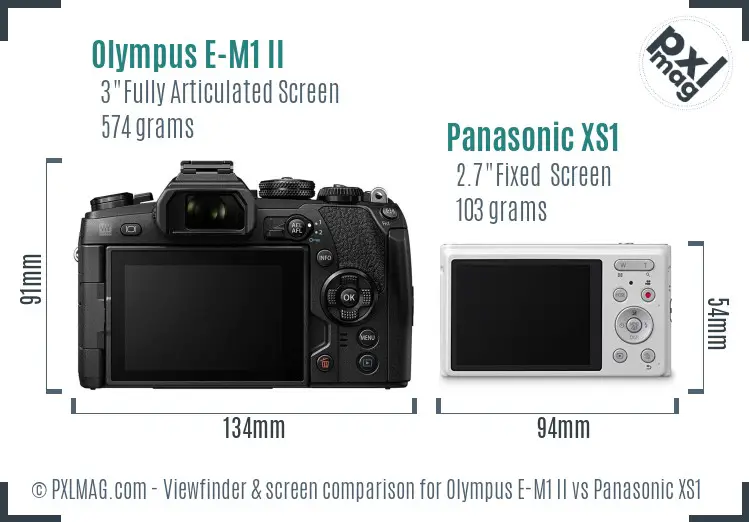 Olympus E-M1 II vs Panasonic XS1 Screen and Viewfinder comparison