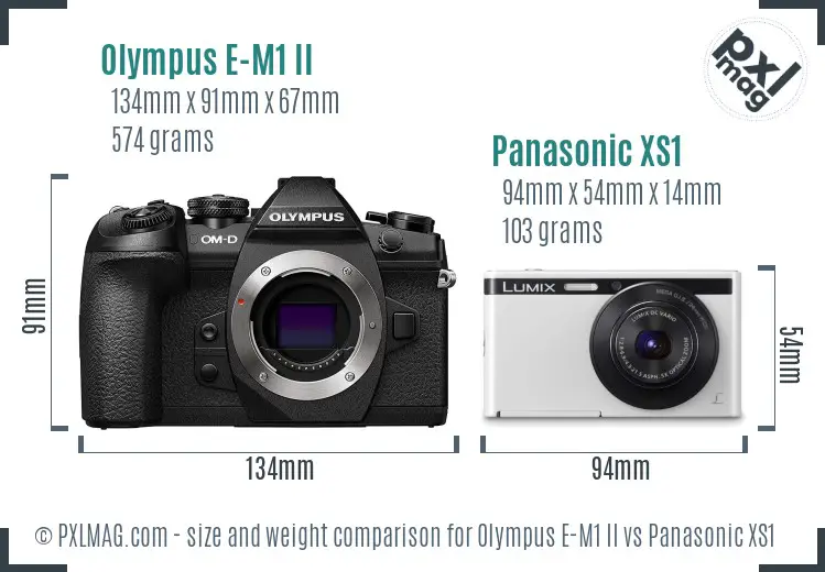 Olympus E-M1 II vs Panasonic XS1 size comparison