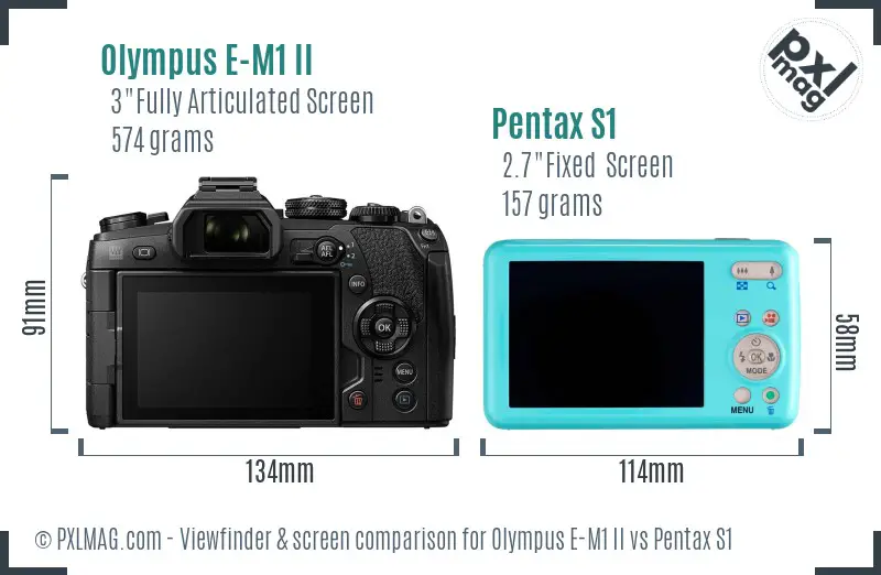 Olympus E-M1 II vs Pentax S1 Screen and Viewfinder comparison