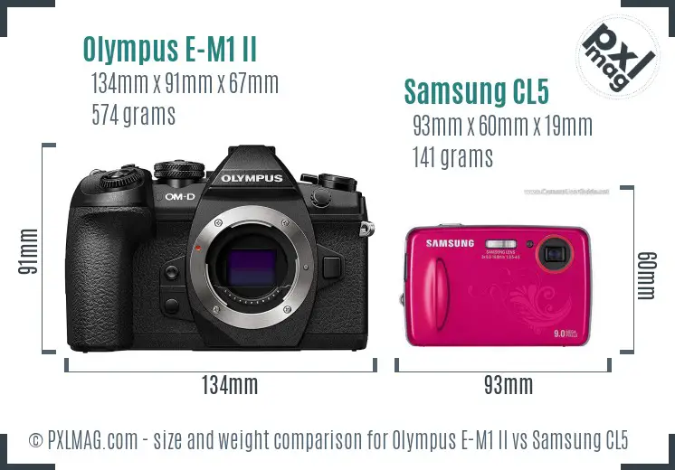 Olympus E-M1 II vs Samsung CL5 size comparison Olympus E-M1 II vs Samsung CL5 size comparison