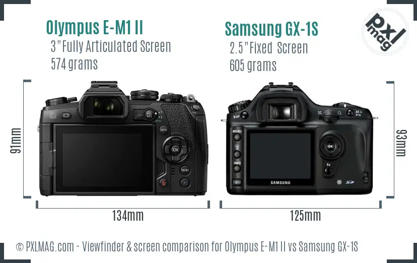 Olympus E-M1 II vs Samsung GX-1S Screen and Viewfinder comparison Olympus E-M1 II vs Samsung GX-1S Screen and Viewfinder comparison