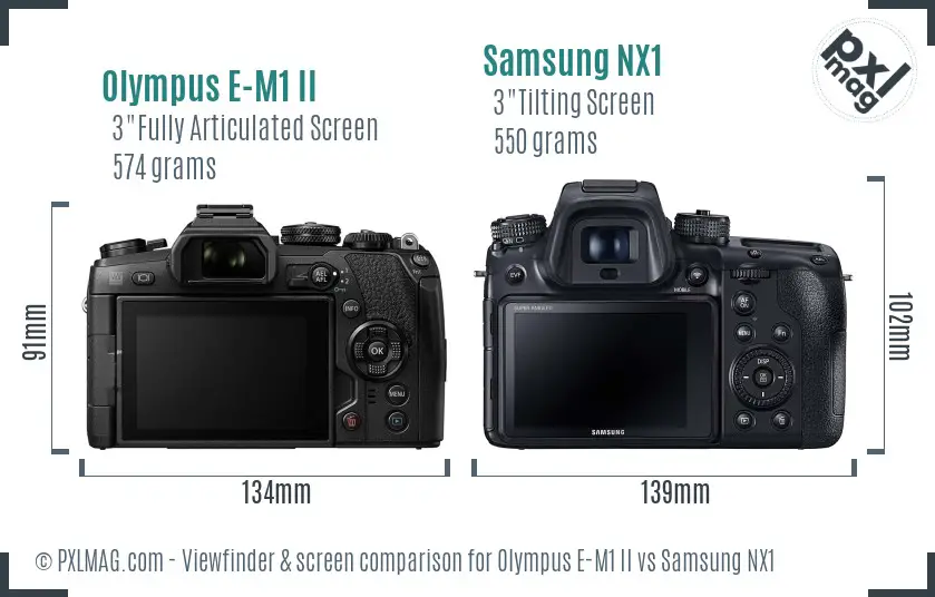 Olympus E-M1 II vs Samsung NX1 Screen and Viewfinder comparison