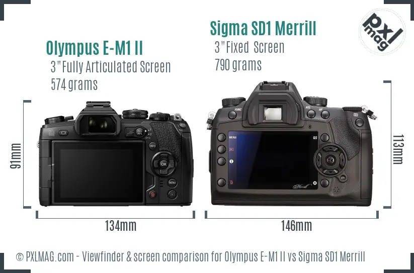 Olympus E-M1 II vs Sigma SD1 Merrill Screen and Viewfinder comparison