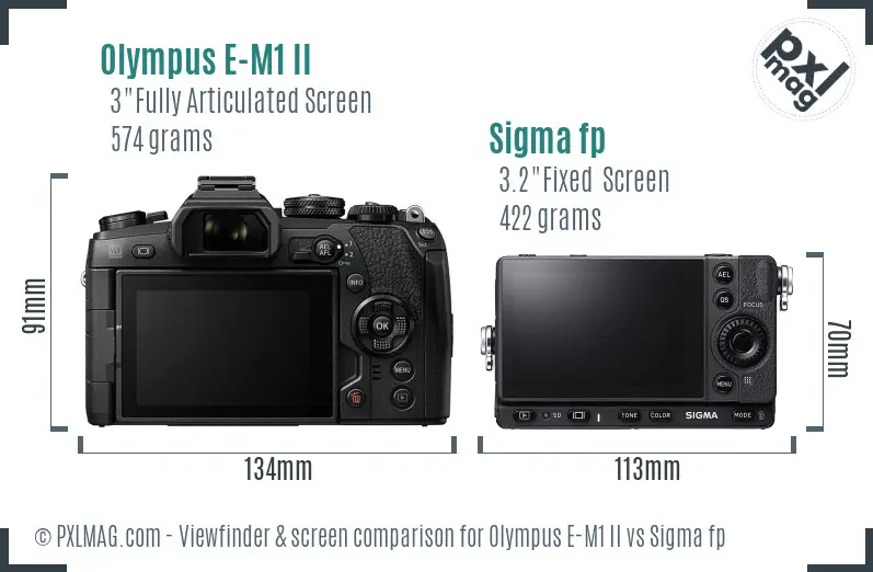 Olympus E-M1 II vs Sigma fp Screen and Viewfinder comparison Olympus E-M1 II vs Sigma fp Screen and Viewfinder comparison