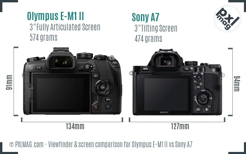Olympus E-M1 II vs Sony A7 Screen and Viewfinder comparison