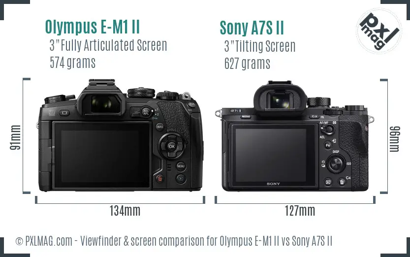 Olympus E-M1 II vs Sony A7S II Screen and Viewfinder comparison Olympus E-M1 II vs Sony A7S II Screen and Viewfinder comparison