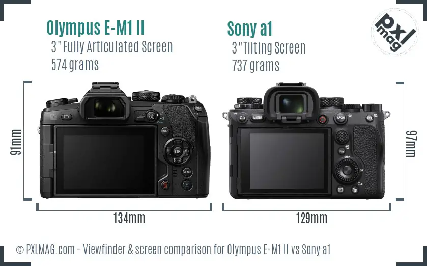 Olympus E-M1 II vs Sony a1 Screen and Viewfinder comparison