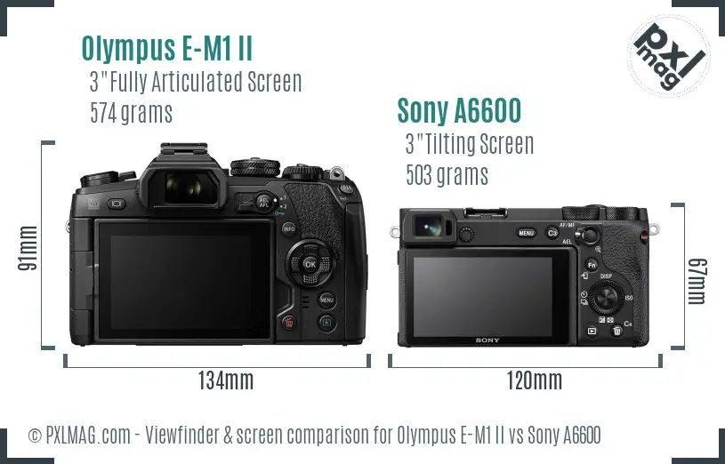 Olympus E-M1 II vs Sony A6600 Screen and Viewfinder comparison
