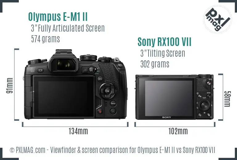 Olympus E-M1 II vs Sony RX100 VII Screen and Viewfinder comparison Olympus E-M1 II vs Sony RX100 VII Screen and Viewfinder comparison
