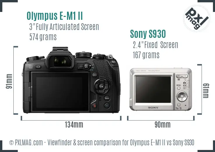 Olympus E-M1 II vs Sony S930 Screen and Viewfinder comparison