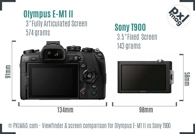 Olympus E-M1 II vs Sony T900 Screen and Viewfinder comparison Olympus E-M1 II vs Sony T900 Screen and Viewfinder comparison