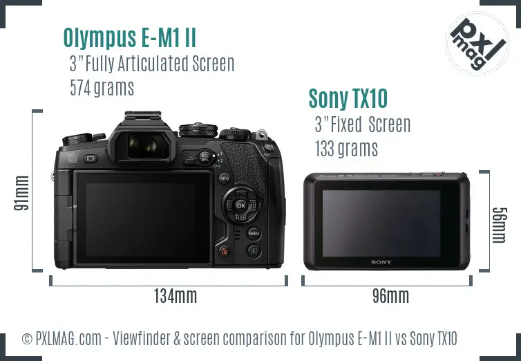 Olympus E-M1 II vs Sony TX10 Screen and Viewfinder comparison