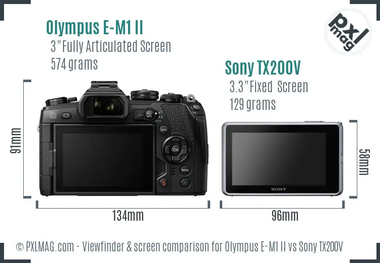 Olympus E-M1 II vs Sony TX200V Screen and Viewfinder comparison Olympus E-M1 II vs Sony TX200V Screen and Viewfinder comparison