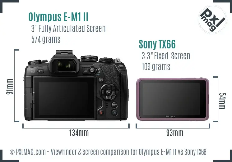 Olympus E-M1 II vs Sony TX66 Screen and Viewfinder comparison Olympus E-M1 II vs Sony TX66 Screen and Viewfinder comparison