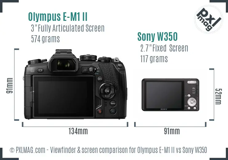 Olympus E-M1 II vs Sony W350 Screen and Viewfinder comparison Olympus E-M1 II vs Sony W350 Screen and Viewfinder comparison