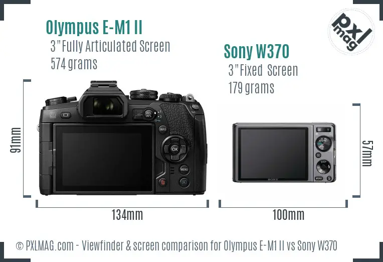 Olympus E-M1 II vs Sony W370 Screen and Viewfinder comparison