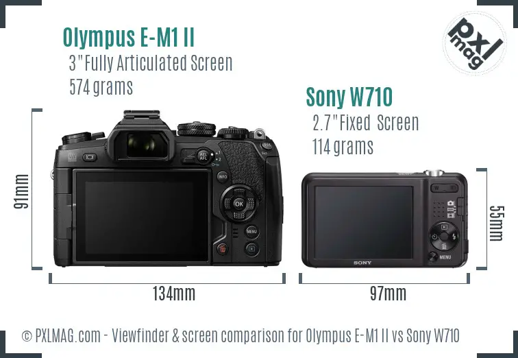 Olympus E-M1 II vs Sony W710 Screen and Viewfinder comparison