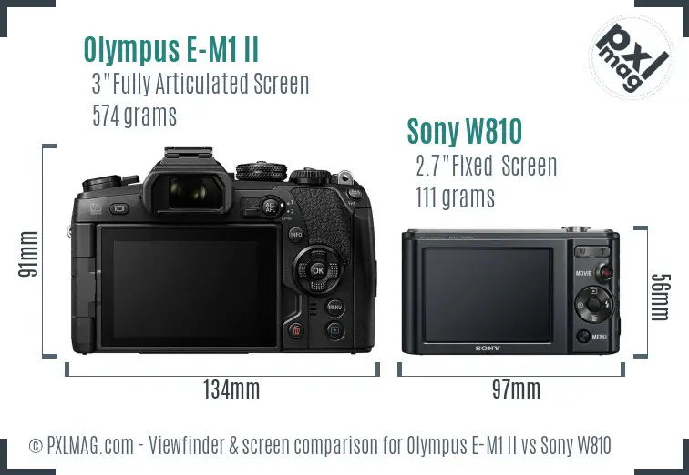 Olympus E-M1 II vs Sony W810 Screen and Viewfinder comparison