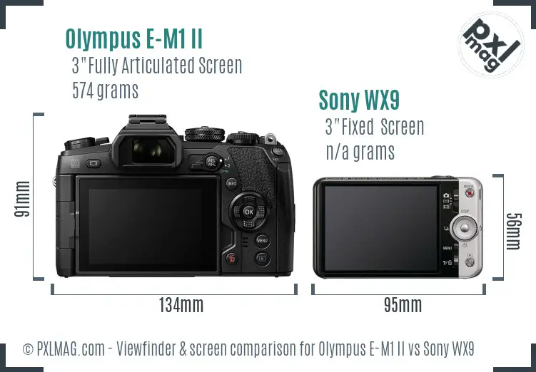 Olympus E-M1 II vs Sony WX9 Screen and Viewfinder comparison