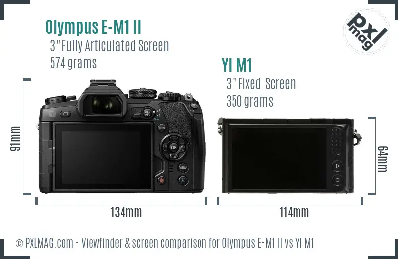 Olympus E-M1 II vs YI M1 Screen and Viewfinder comparison