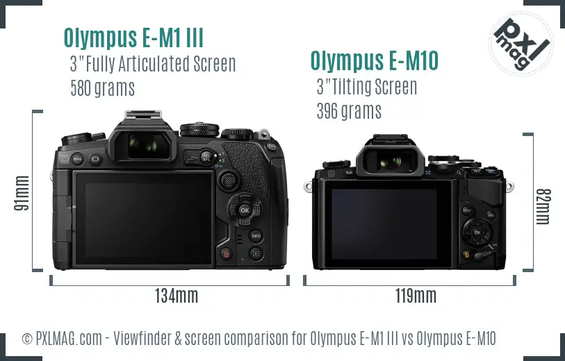 Olympus E-M1 III vs Olympus E-M10 Screen and Viewfinder comparison