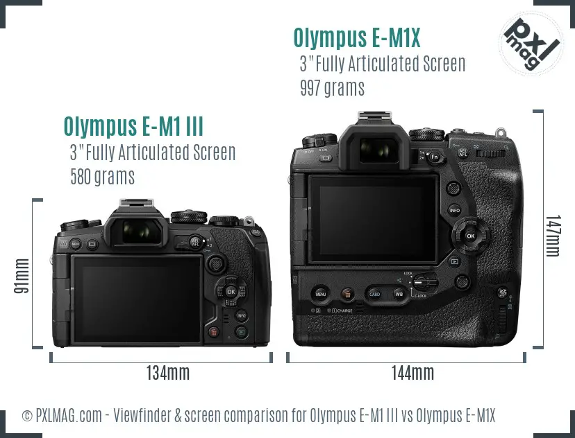 Olympus E-M1 III vs Olympus E-M1X Screen and Viewfinder comparison
