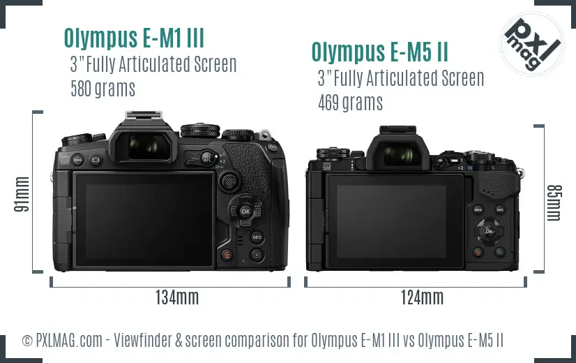 Olympus E-M1 III vs Olympus E-M5 II Screen and Viewfinder comparison