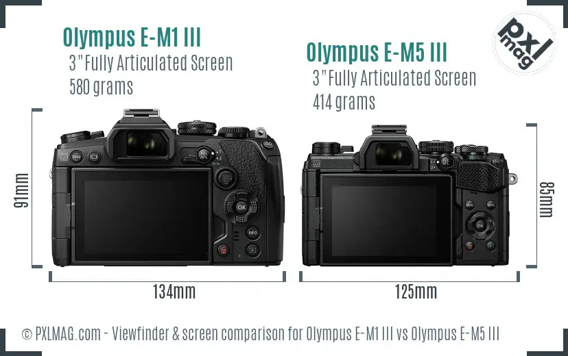 Olympus E-M1 III vs Olympus E-M5 III Screen and Viewfinder comparison