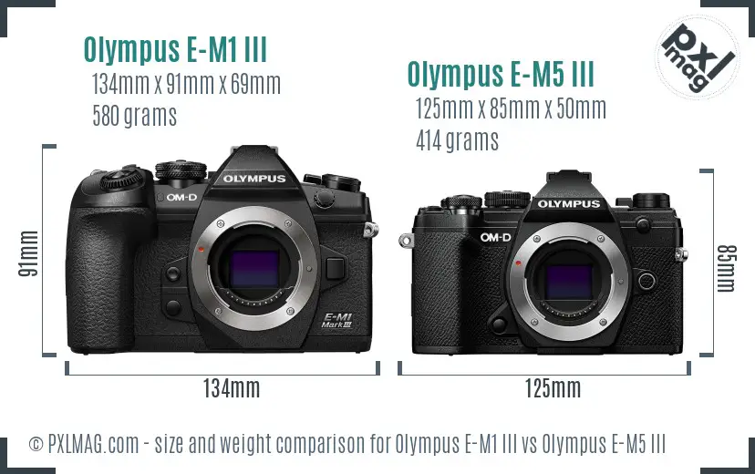 Olympus E-M1 III vs Olympus E-M5 III size comparison