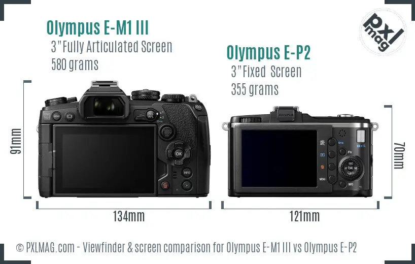 Olympus E-M1 III vs Olympus E-P2 Screen and Viewfinder comparison