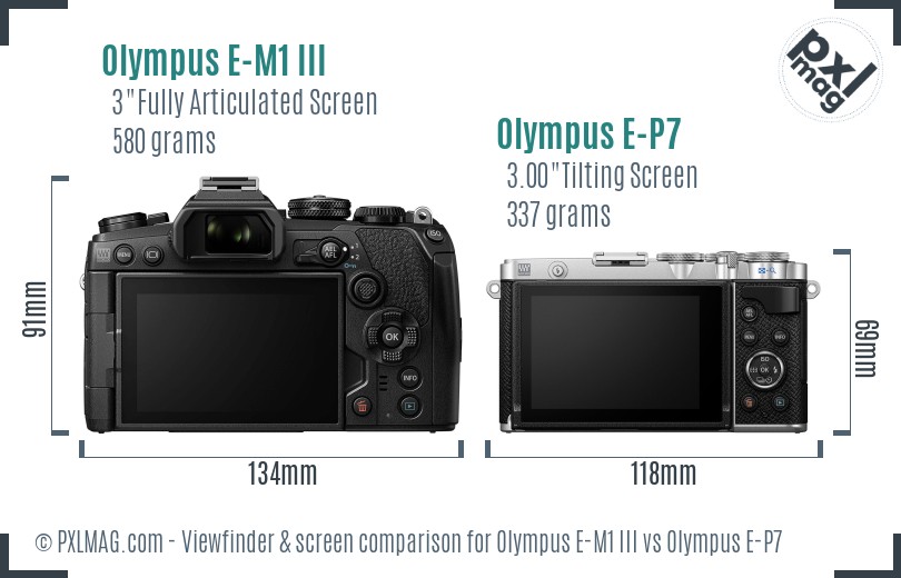 Olympus E-M1 III vs Olympus E-P7 Screen and Viewfinder comparison
