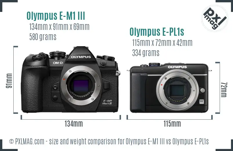 Olympus E-M1 III vs Olympus E-PL1s size comparison