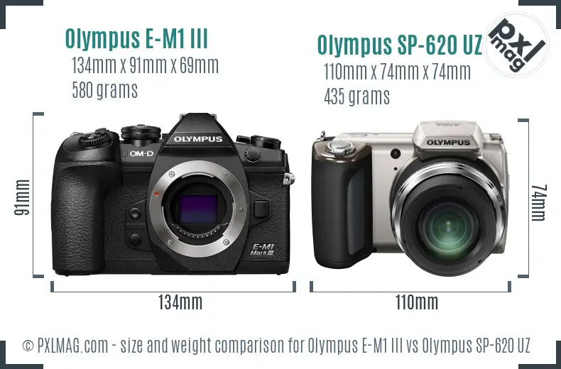 Olympus E-M1 III vs Olympus SP-620 UZ size comparison
