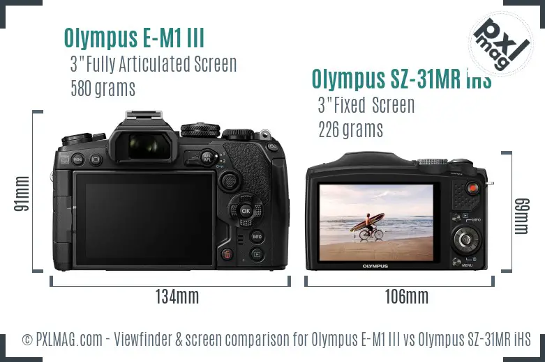 Olympus E-M1 III vs Olympus SZ-31MR iHS Screen and Viewfinder comparison
